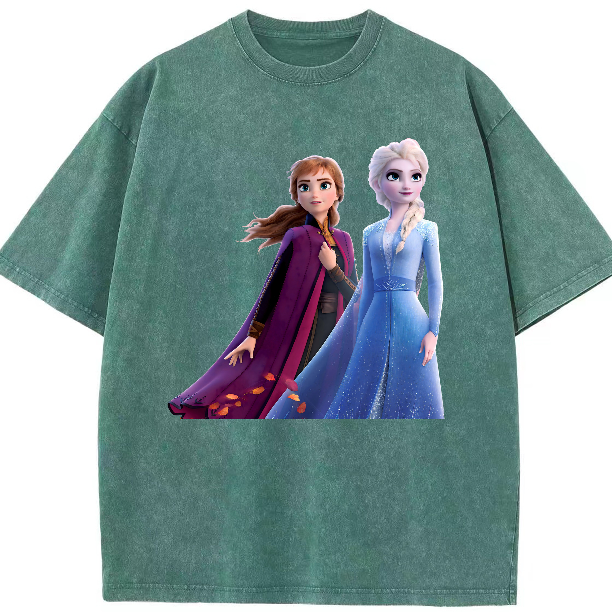 （画像用） アナと雪の女王 アンナ エルサ Frozen Anna Elsa 綿100% ヴィンテージ風 半袖Tシャツ（フロントプリント）